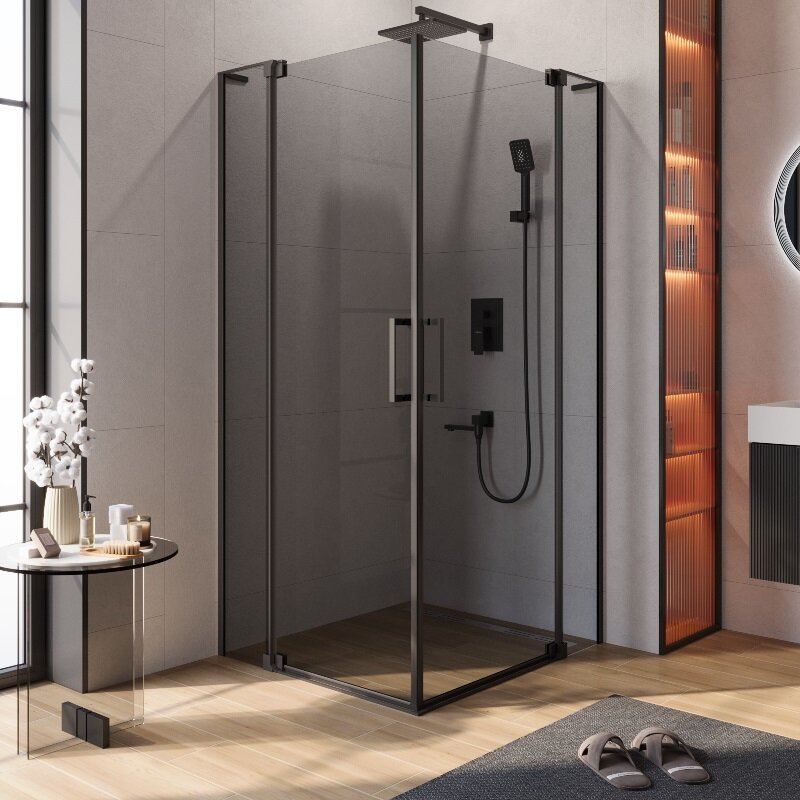 Душевой уголок Cezares SLIDER-AH-2-70/80-100/110-GRIGIO-NERO