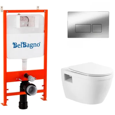 Инсталляция BelBagno с унитазом BelBagno Loto BB070CHR/SC/BB026/BB041CR