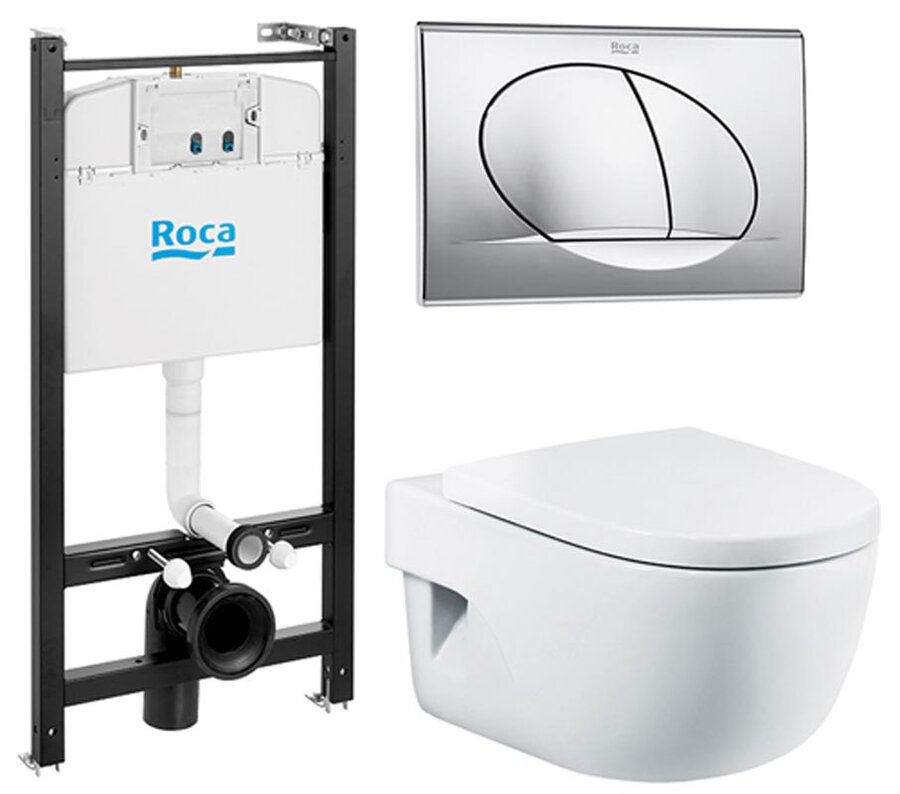 Инсталляция Roca Active с унитазом Roca Meridian Compact и крышкой с микролифтом Инсталляция Roca Active с унитазом Roca Meridian Compact и крышкой с микролифтом