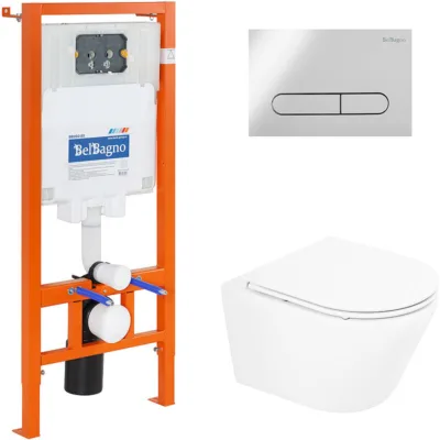 Инсталляция с унитазом BelBagno BB8001CHR/SC/BB002-80/BB005-PR-CHROME