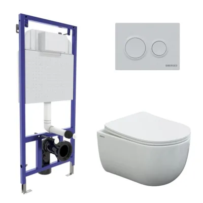 Комплект Инсталляция Berges Novum 525 с безободковым унитазом Berges Ventas 043239 Rimless