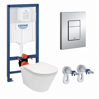 Комплект инсталляция GROHE 38772001 хром + унитаз Azario Grado AZ-0046-UQ3 белый