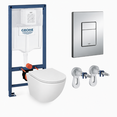 Комплект инсталляция GROHE 38772001 хром + унитаз Jacob Delafon Rodin+ EDY102-00 / E23280-00 белый