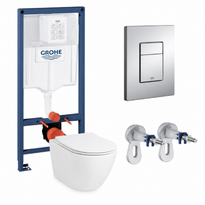 Комплект инсталляция GROHE 38772001 хром + унитаз WONZON & WOGHAND NILE WW-UP2210-GW белый глянцевый