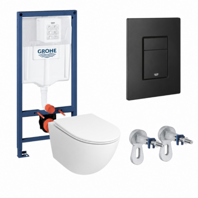 Комплект инсталляция GROHE 38811KF0 черный матовый + унитаз Jacob Delafon Rodin+ EDY102-00 / E23280-00 белый