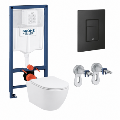 Комплект инсталляция GROHE 38811KF0 черный матовый + унитаз WONZON & WOGHAND NILE WW-UP2210-GW белый глянцевый