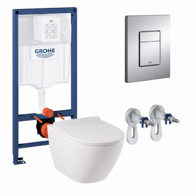 Комплект инсталляция GROHE 38772001 хром + унитаз белый