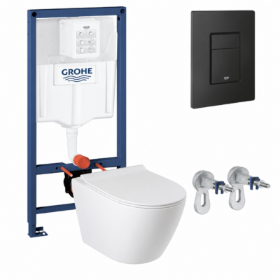 Комплект инсталляция GROHE 38811KF0 фантомный черный + унитаз белый